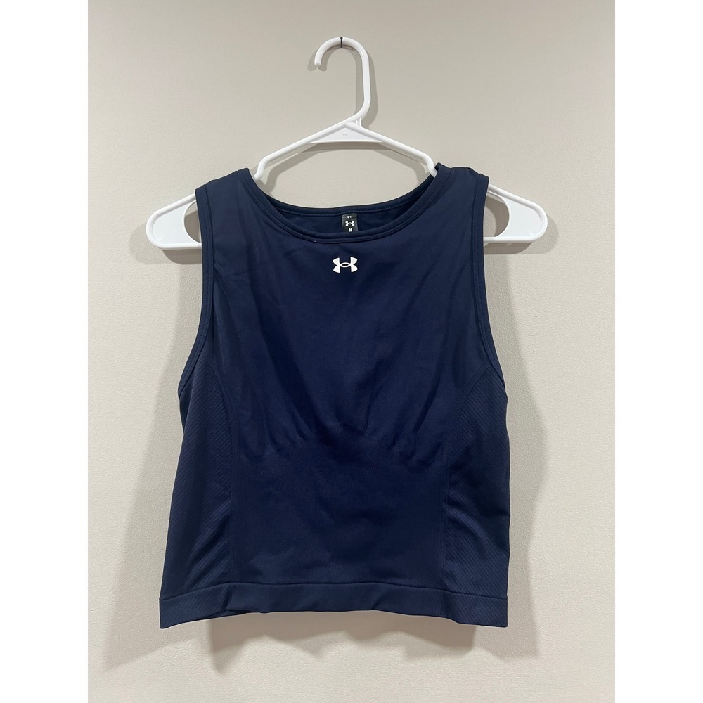 Under Armour Tank Top Crop Seamless Blue Activewear Workout Women Size Medium